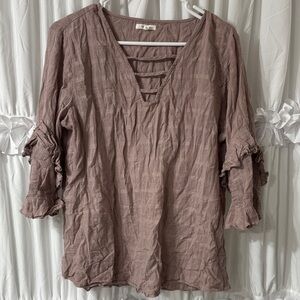 Women's Mauve Ruffle Sleeve Top